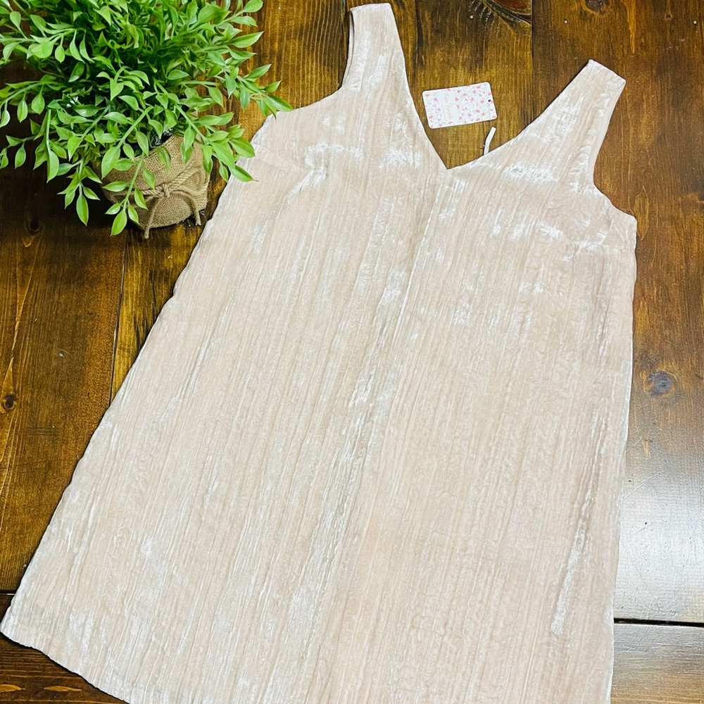 Free people soft seafoam velvet pink dress size S